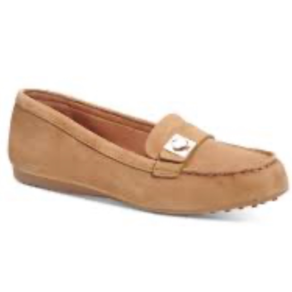 Kate Spade Camel Suede Loafers Water Spot On Inside Of Right Loafer
